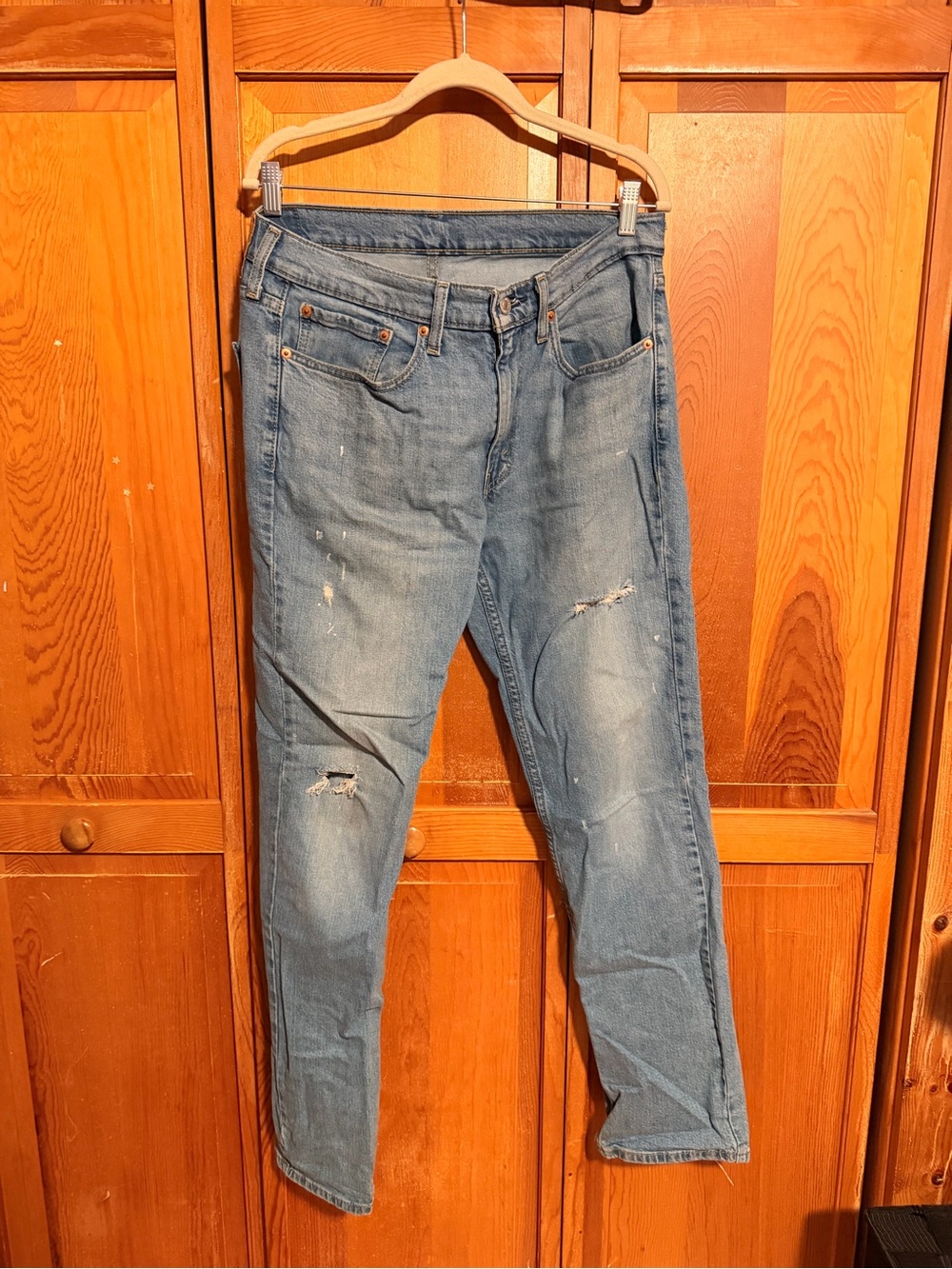 Levi’s Light Blue Distressed Straight-Leg Jeans